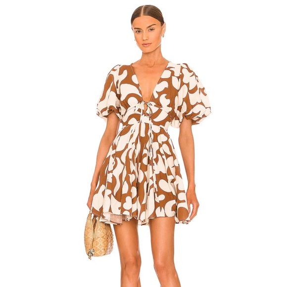 RHODE Madeline Linen Blend Mini Dress Size 0 - Picture 2 of 4